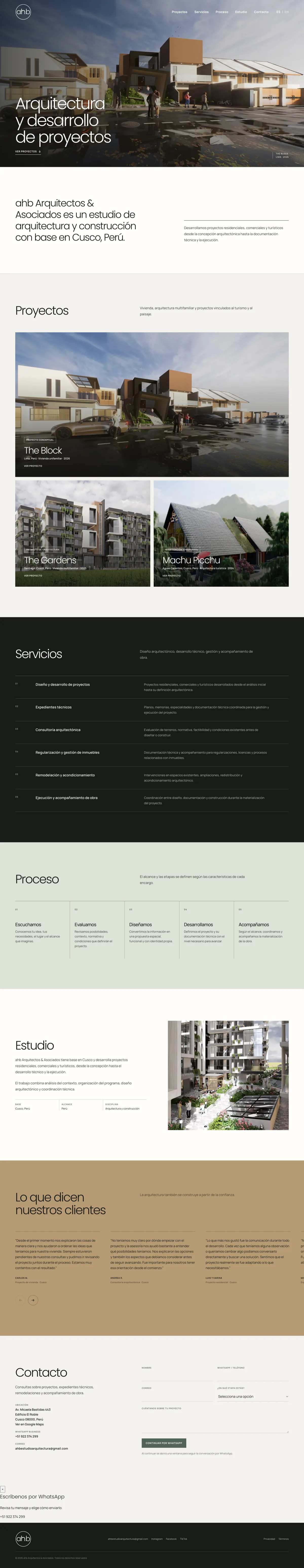 ahb Arquitectos - Sitio web para estudio de arquitectura y construcción
