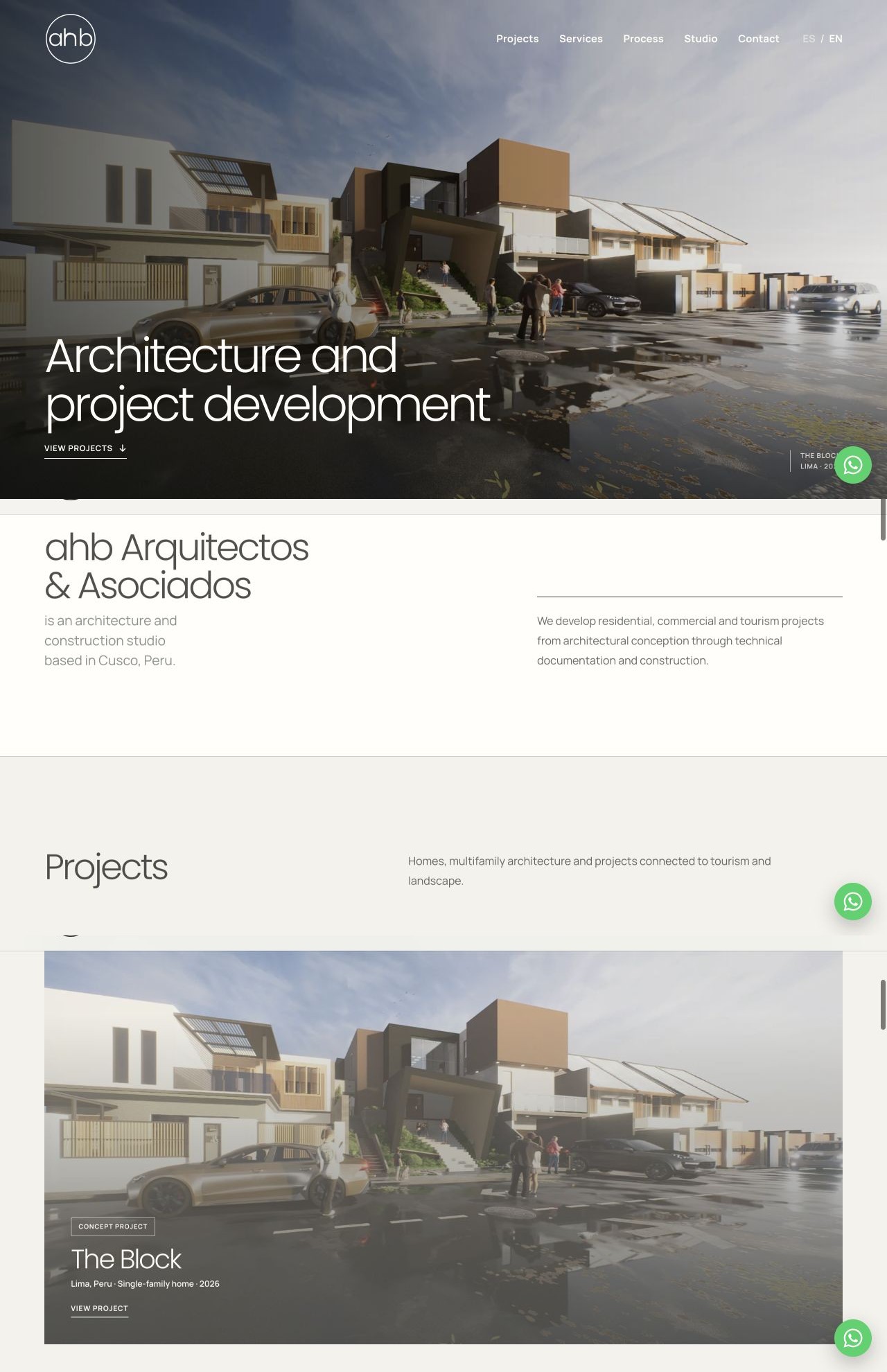 Home page of the ahb Arquitectos website