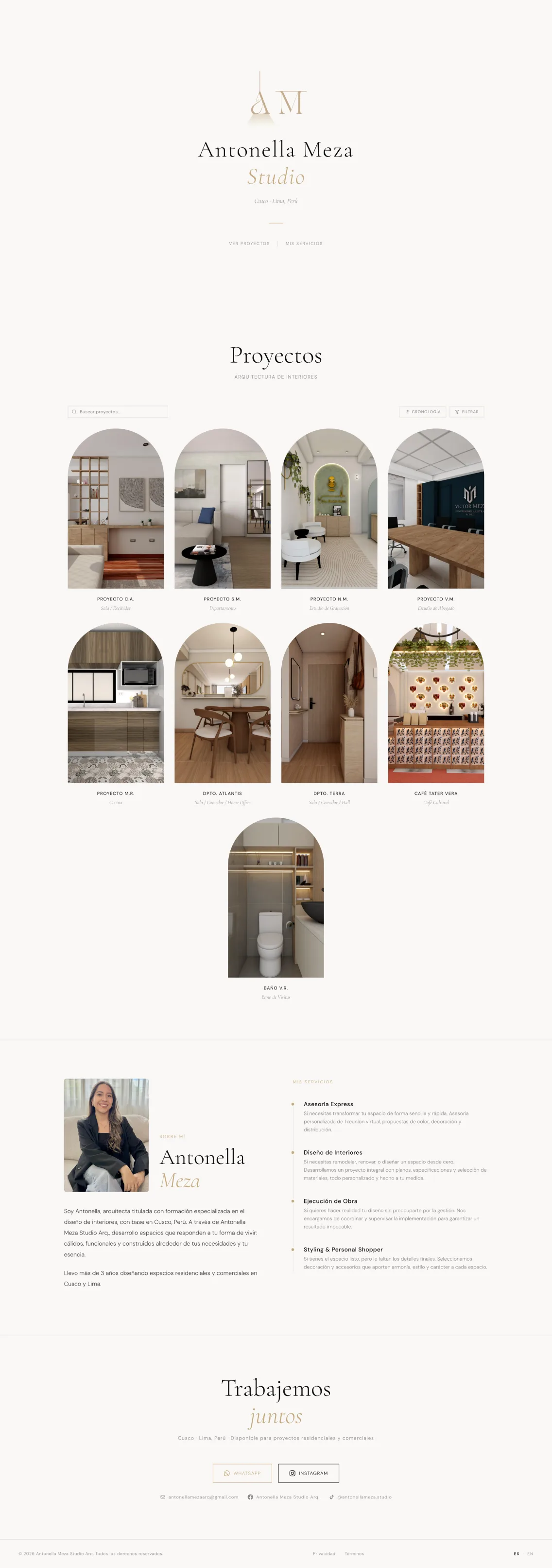 Proyectos en la web de Antonella Meza Studio