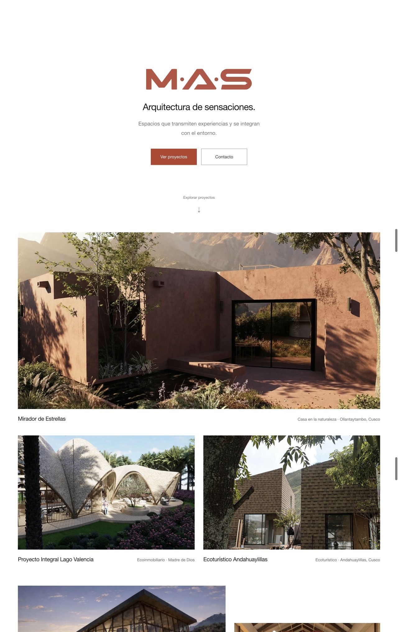 First project on the M·A·S Arquitectura website
