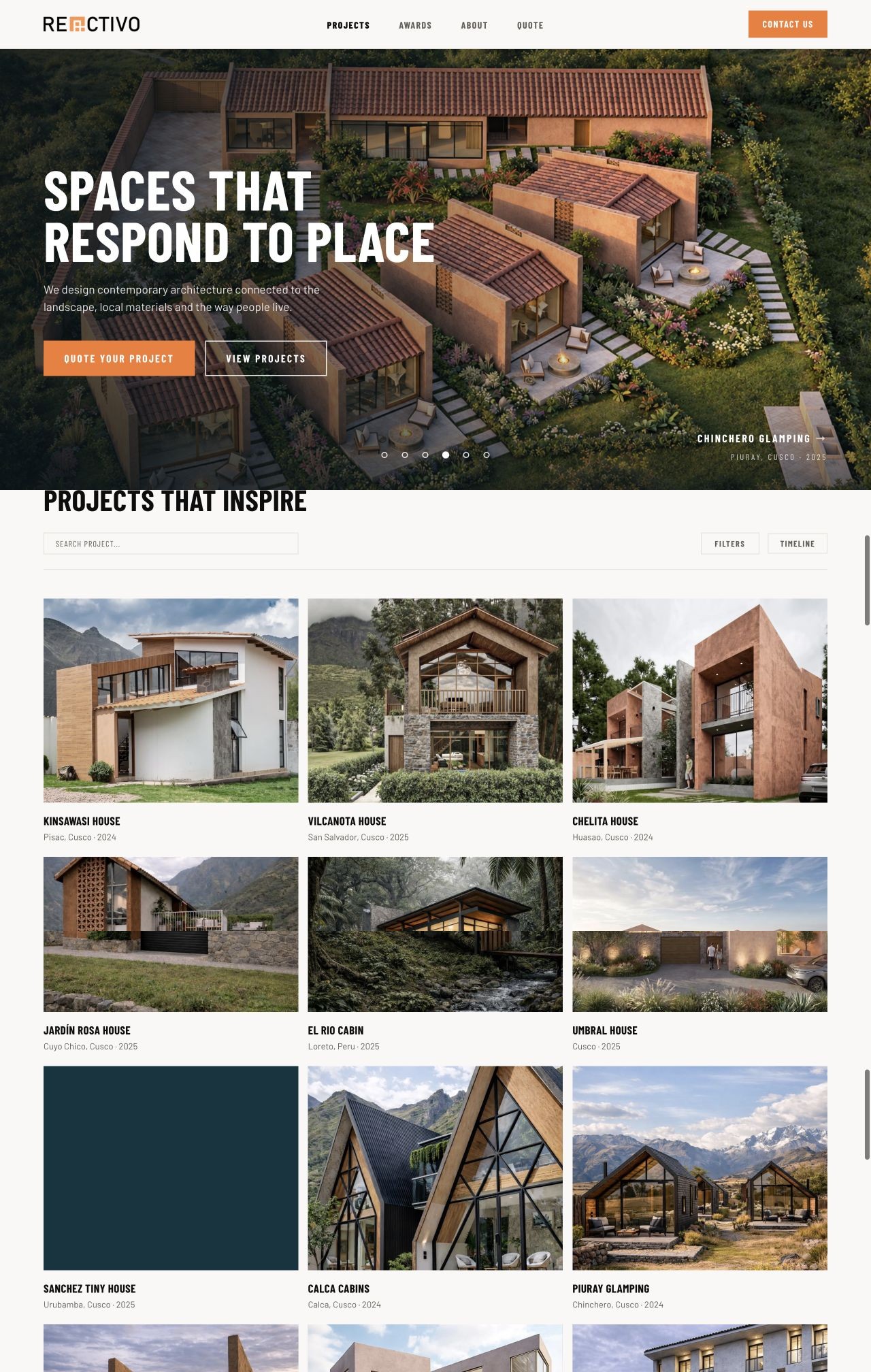 Home page of the Reactivo Arquitectura website