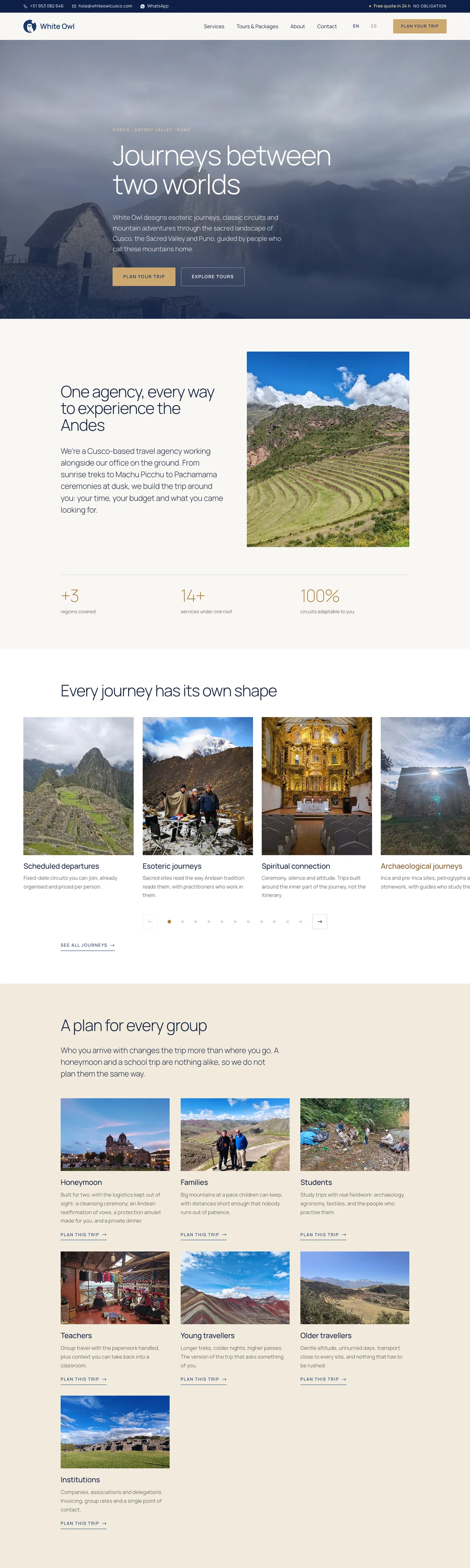 White Owl - Travel agency website